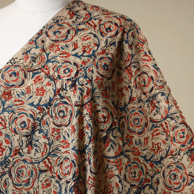 Beige - natural dyed cotton pedana kalamkari fabric 05