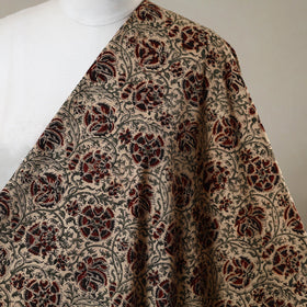 Beige - natural dyed cotton pedana kalamkari fabric 05