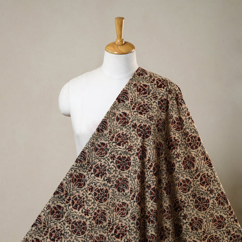 Beige - natural dyed cotton pedana kalamkari fabric 05