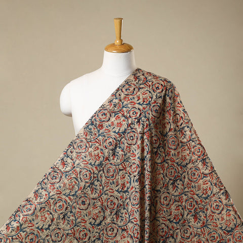 Beige - natural dyed cotton pedana kalamkari fabric 05