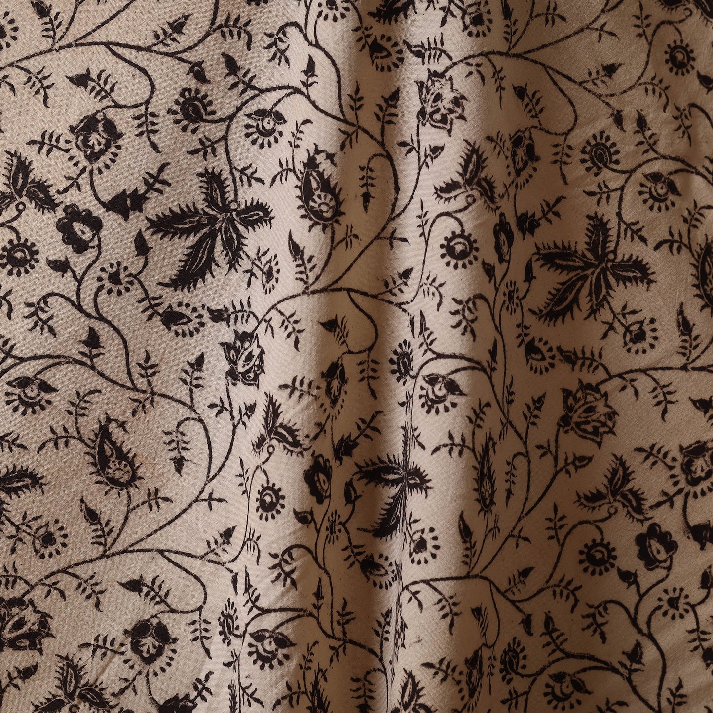 Beige - natural dyed cotton pedana kalamkari fabric 05