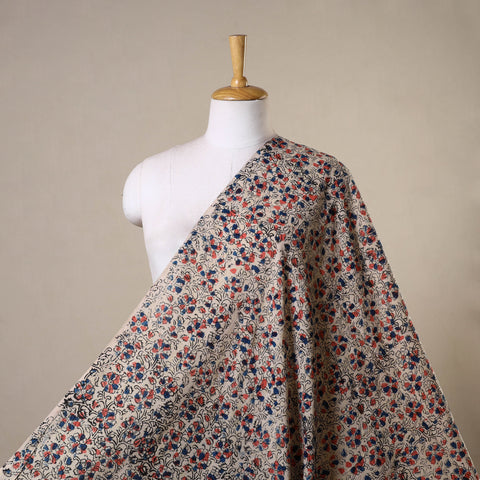 Beige - natural dyed cotton pedana kalamkari fabric 07