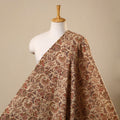 Beige Natural Dyed Block Print Cotton Pedana Kalamkari Fabric