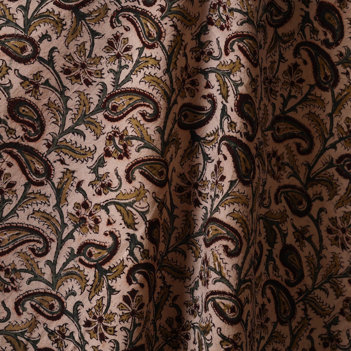 Beige - natural dyed cotton pedana kalamkari fabric 10