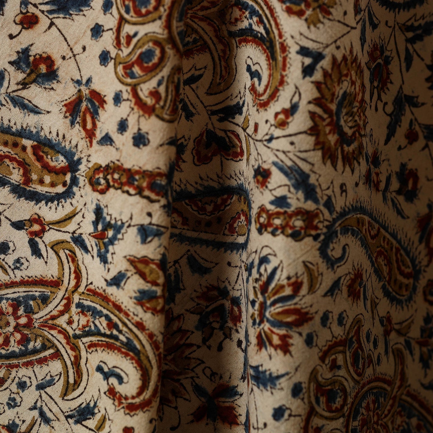 Beige - natural dyed cotton pedana kalamkari fabric 11