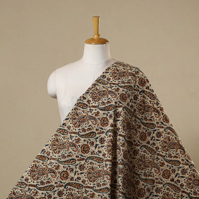 Beige - natural dyed cotton pedana kalamkari fabric 11