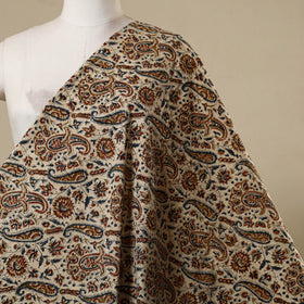 Beige - natural dyed cotton pedana kalamkari fabric 11