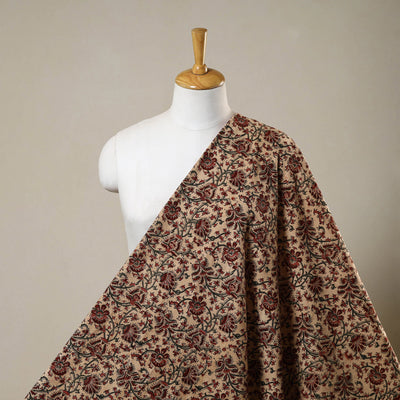 Beige - natural dyed cotton pedana kalamkari fabric 12