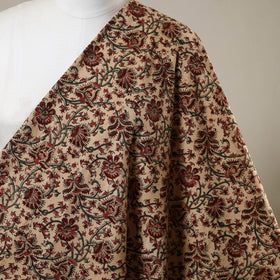 Beige - natural dyed cotton pedana kalamkari fabric 12