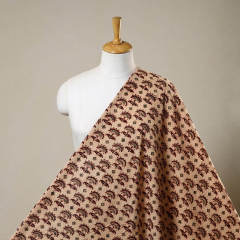 Beige - natural dyed cotton pedana kalamkari fabric 13