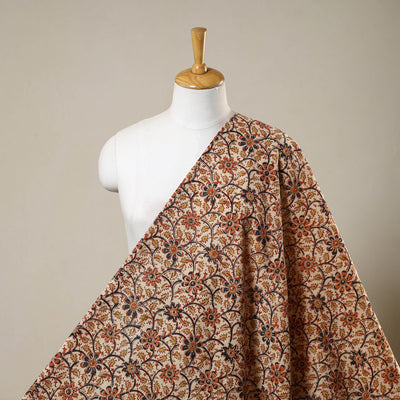 Beige - natural dyed cotton pedana kalamkari fabric 14