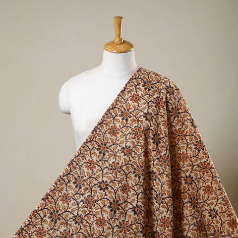 Beige - natural dyed cotton pedana kalamkari fabric 14