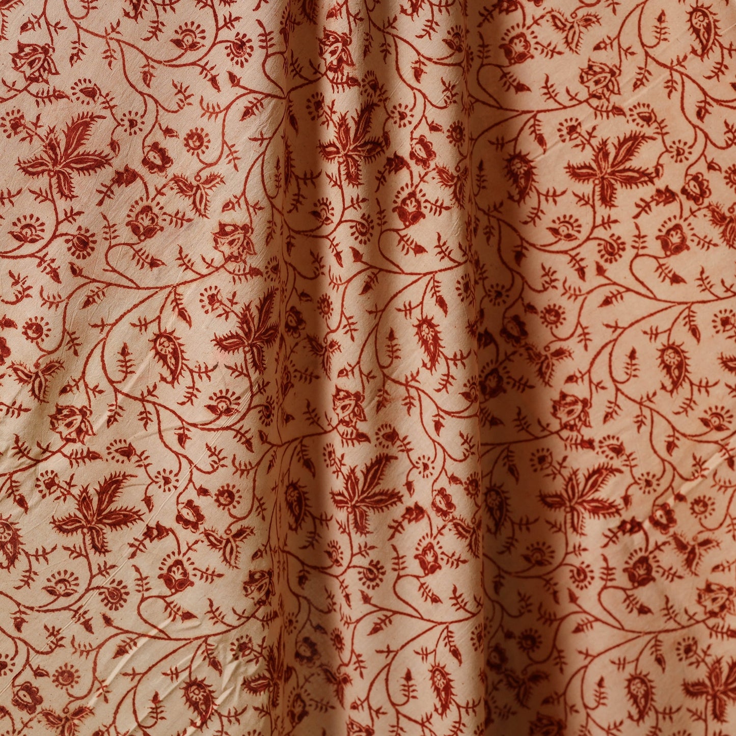 Beige - natural dyed cotton pedana kalamkari fabric 16