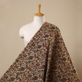 Beige Natural Dyed Block Print Cotton Pedana Kalamkari Fabric