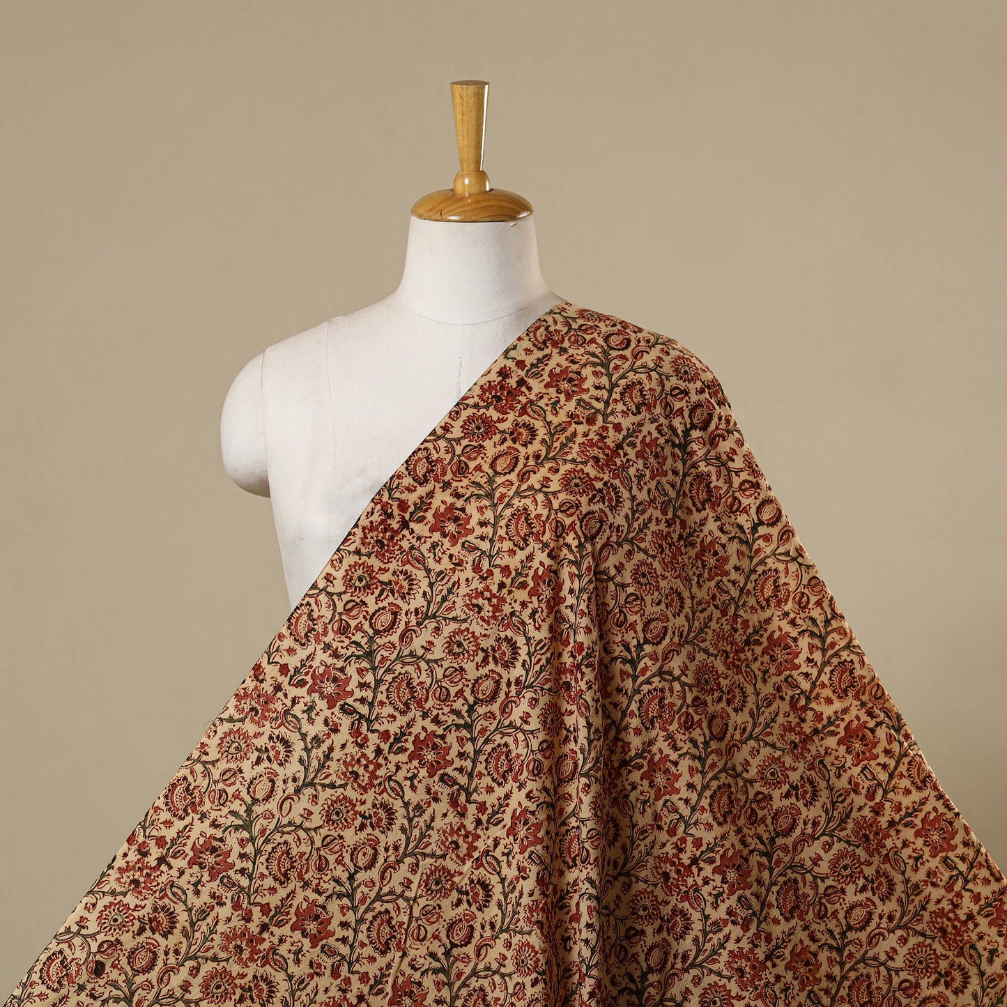 Beige - natural dyed cotton pedana kalamkari fabric 20