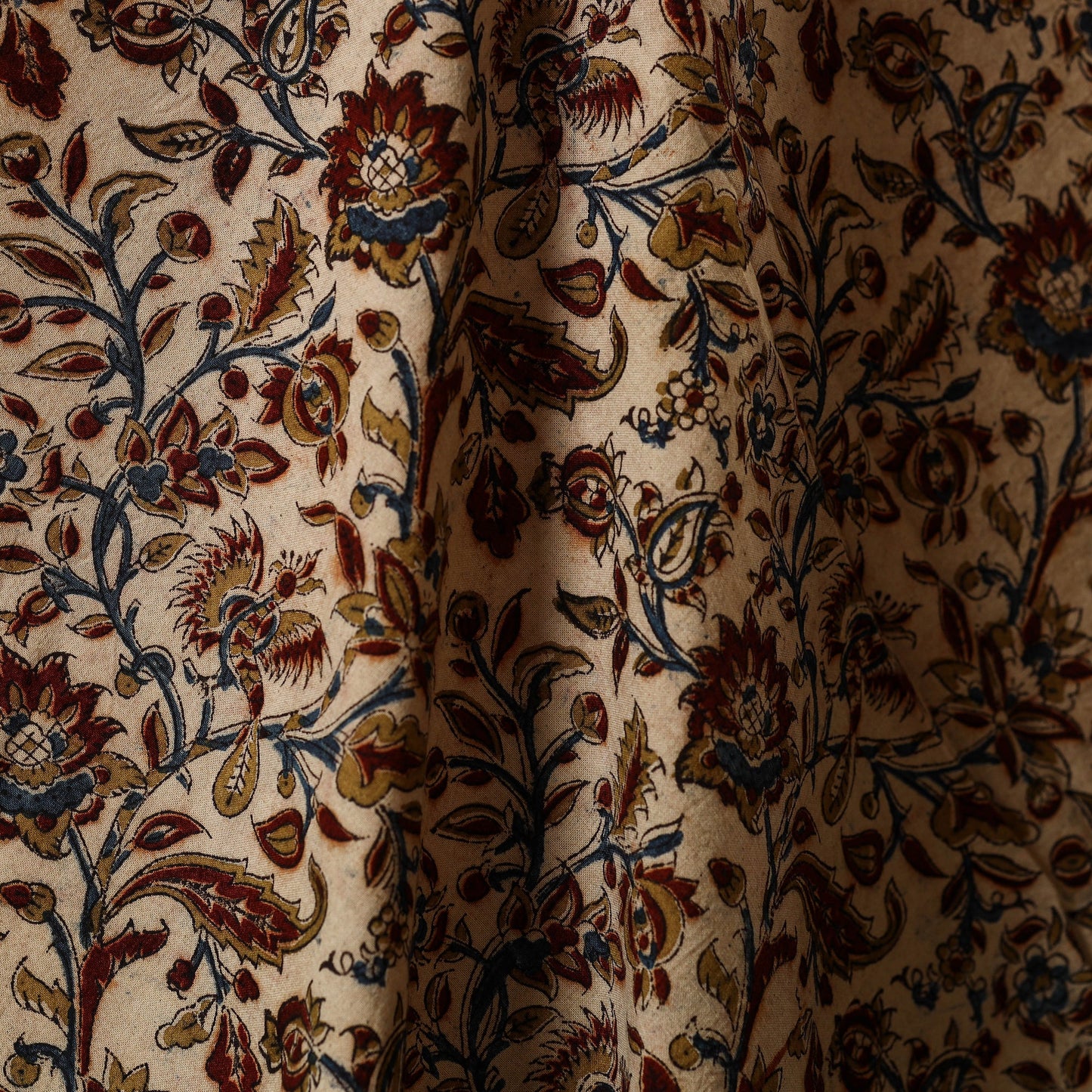 Beige - natural dyed cotton pedana kalamkari fabric 21