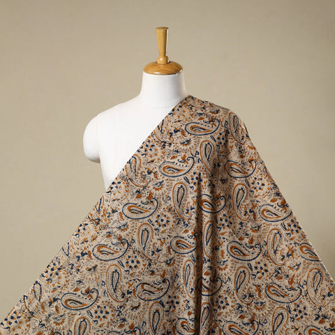 Beige - natural dyed cotton pedana kalamkari fabric 28