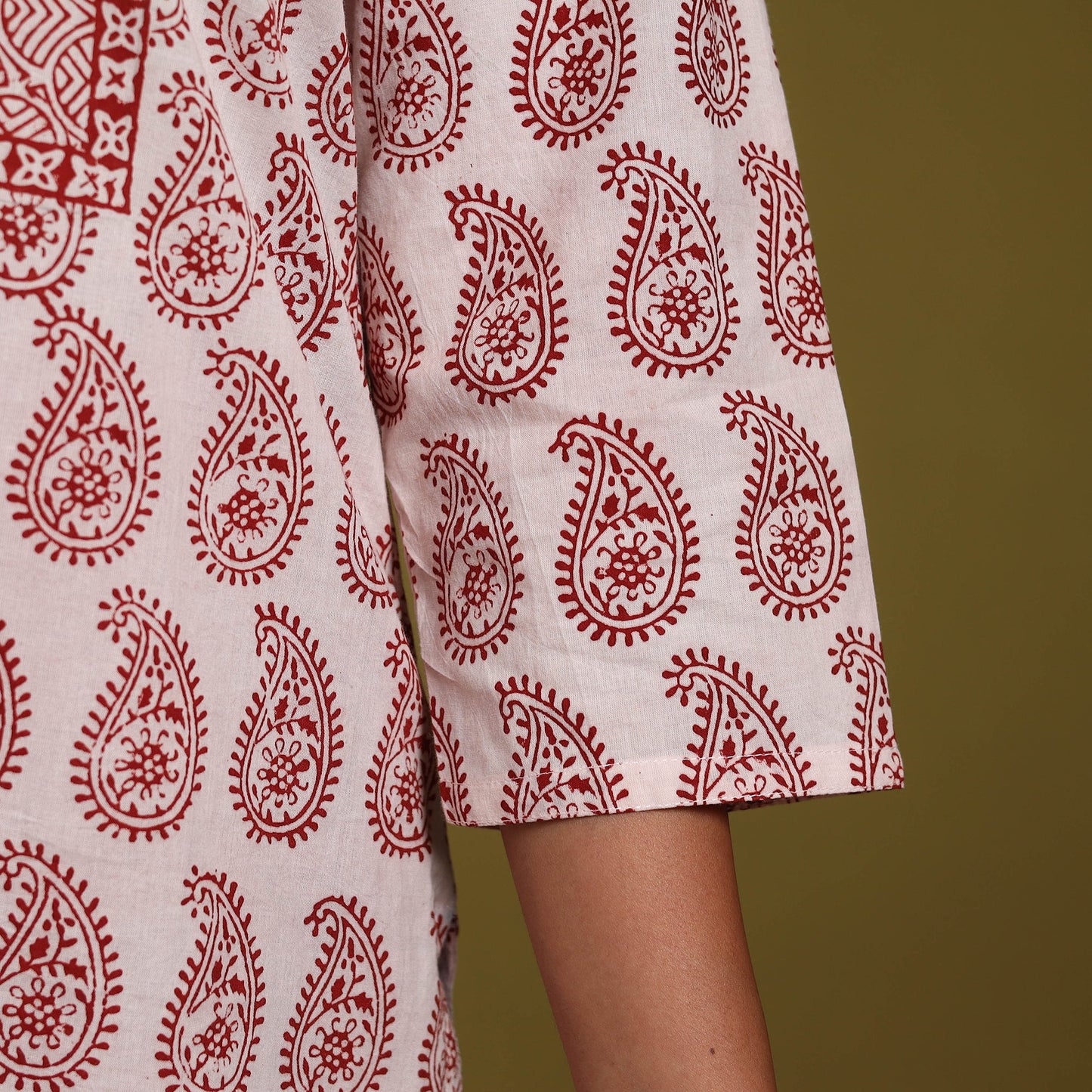 Beige - natural dyed cotton straight bagh kurta 02