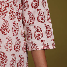 Beige - natural dyed cotton straight bagh kurta 02