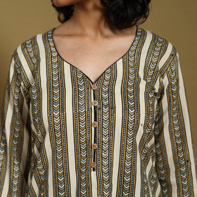 Beige - natural dyed cotton straight hand kurta 25