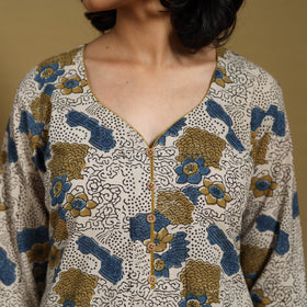 Beige - natural dyed cotton straight hand kurta 21