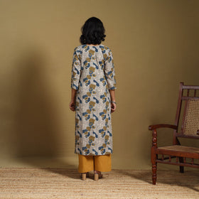 Beige - natural dyed cotton straight hand kurta 21