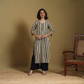 Beige - natural dyed cotton straight hand kurta 25
