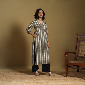 Beige - natural dyed cotton straight hand kurta 25