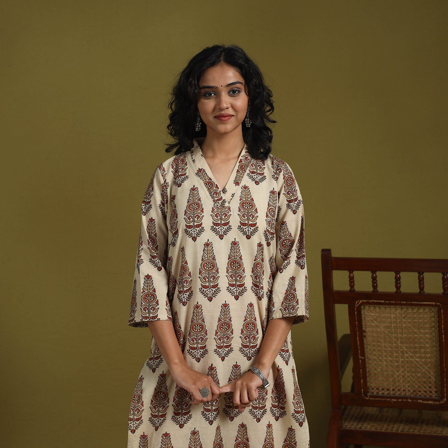 Natural dyed cotton straight kurta for women 01