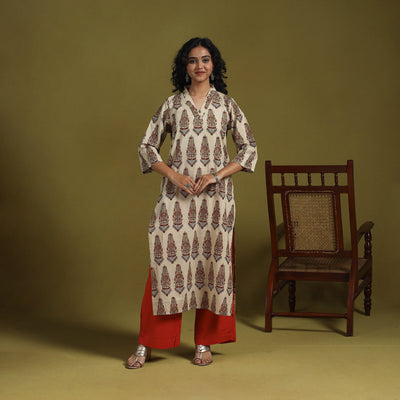 Natural dyed cotton straight kurta for women 01