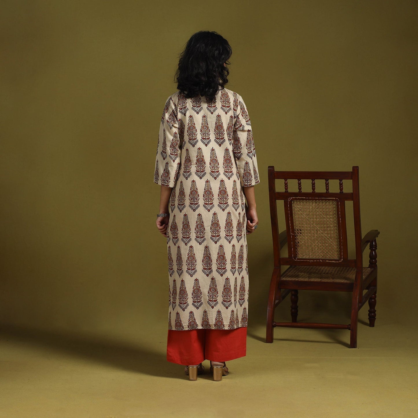 Natural dyed cotton straight kurta for women 01