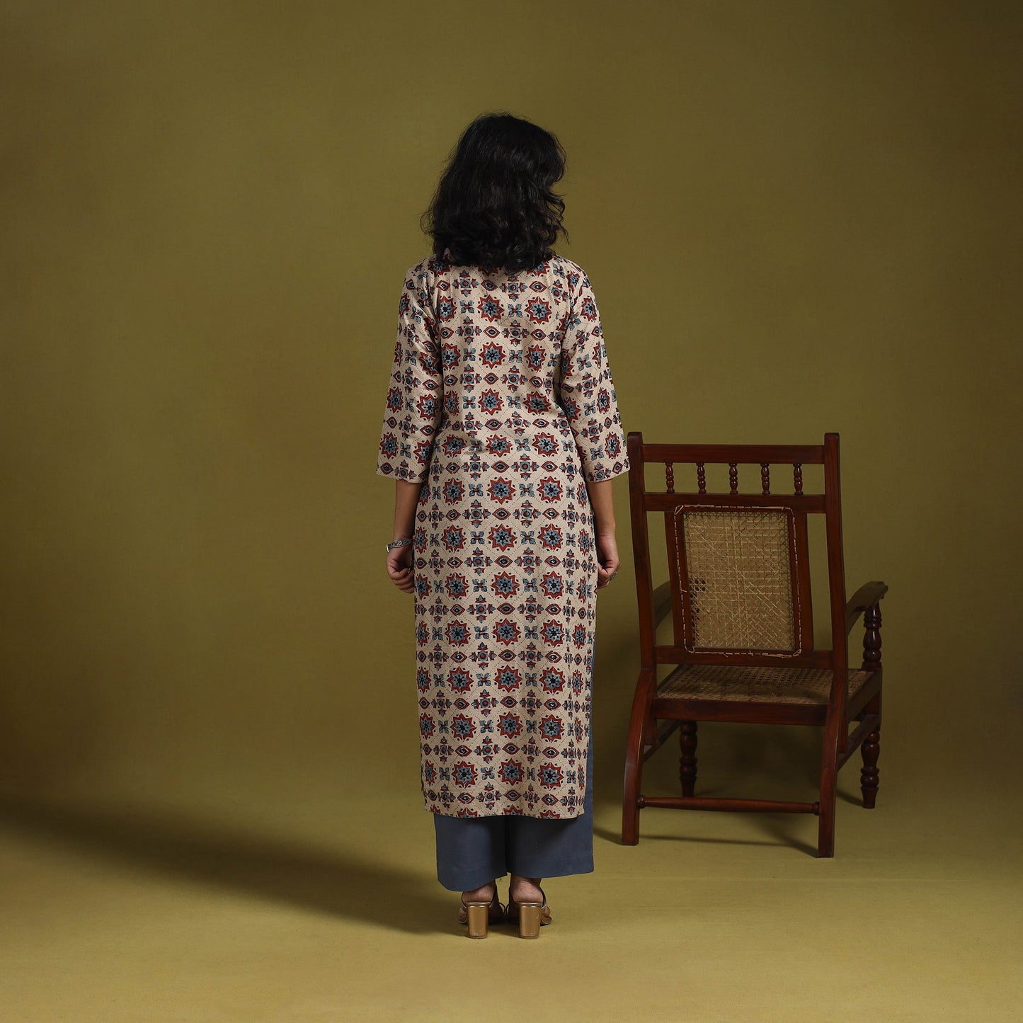 Natural dyed cotton straight kurta for women 02