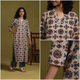 Natural dyed cotton straight kurta for women 02