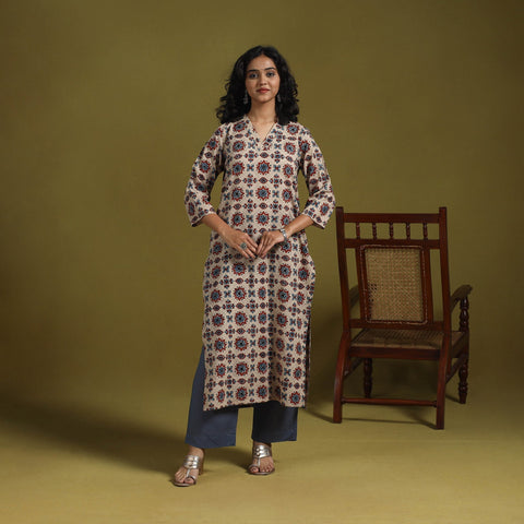Natural dyed cotton straight kurta for women 02