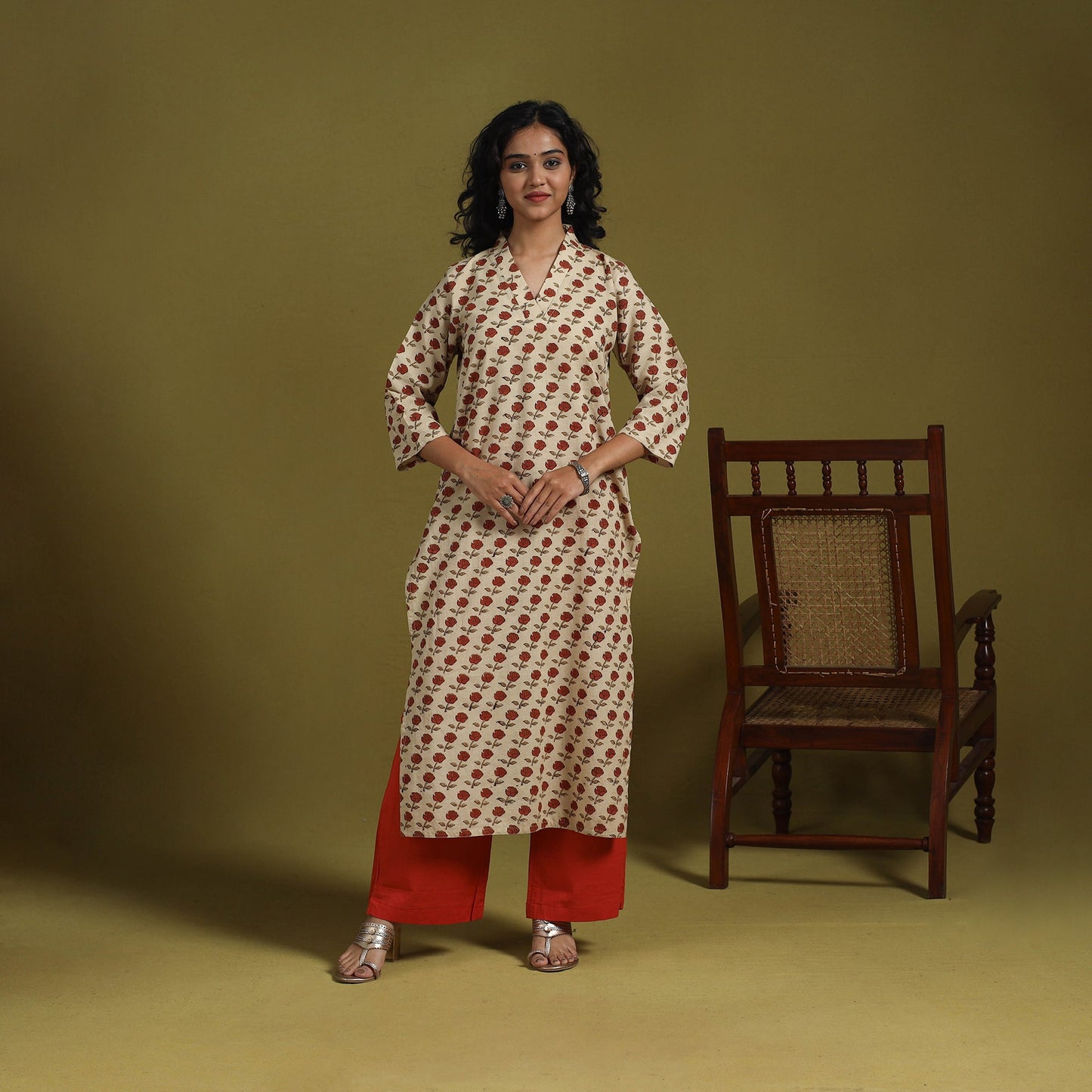 Natural dyed cotton straight kurta for women 03