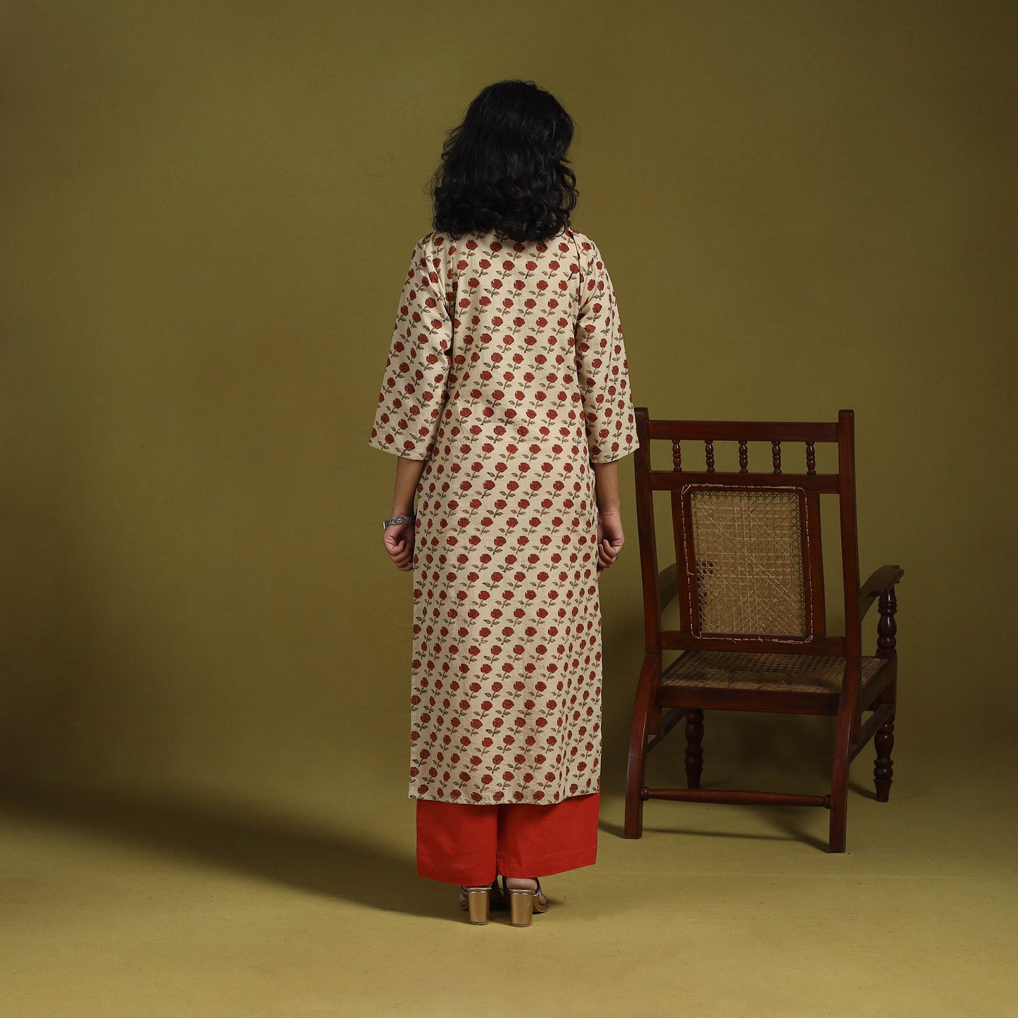 Natural dyed cotton straight kurta for women 03