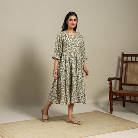 Beige - natural dyed cotton tiered dress 10 - handcrafted