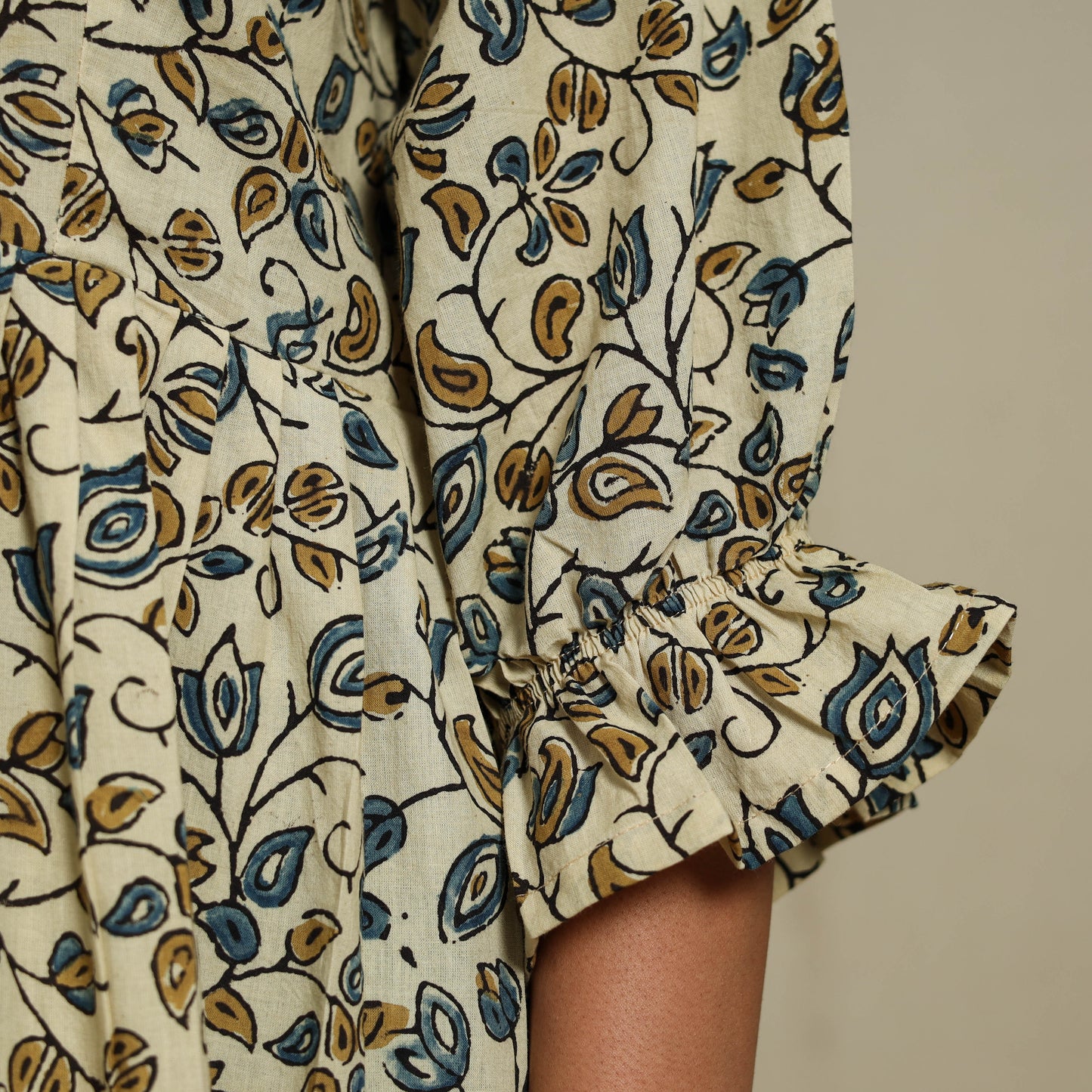 Beige - natural dyed cotton tiered dress 10 - handcrafted