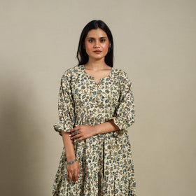 Beige - natural dyed cotton tiered dress 10 - handcrafted