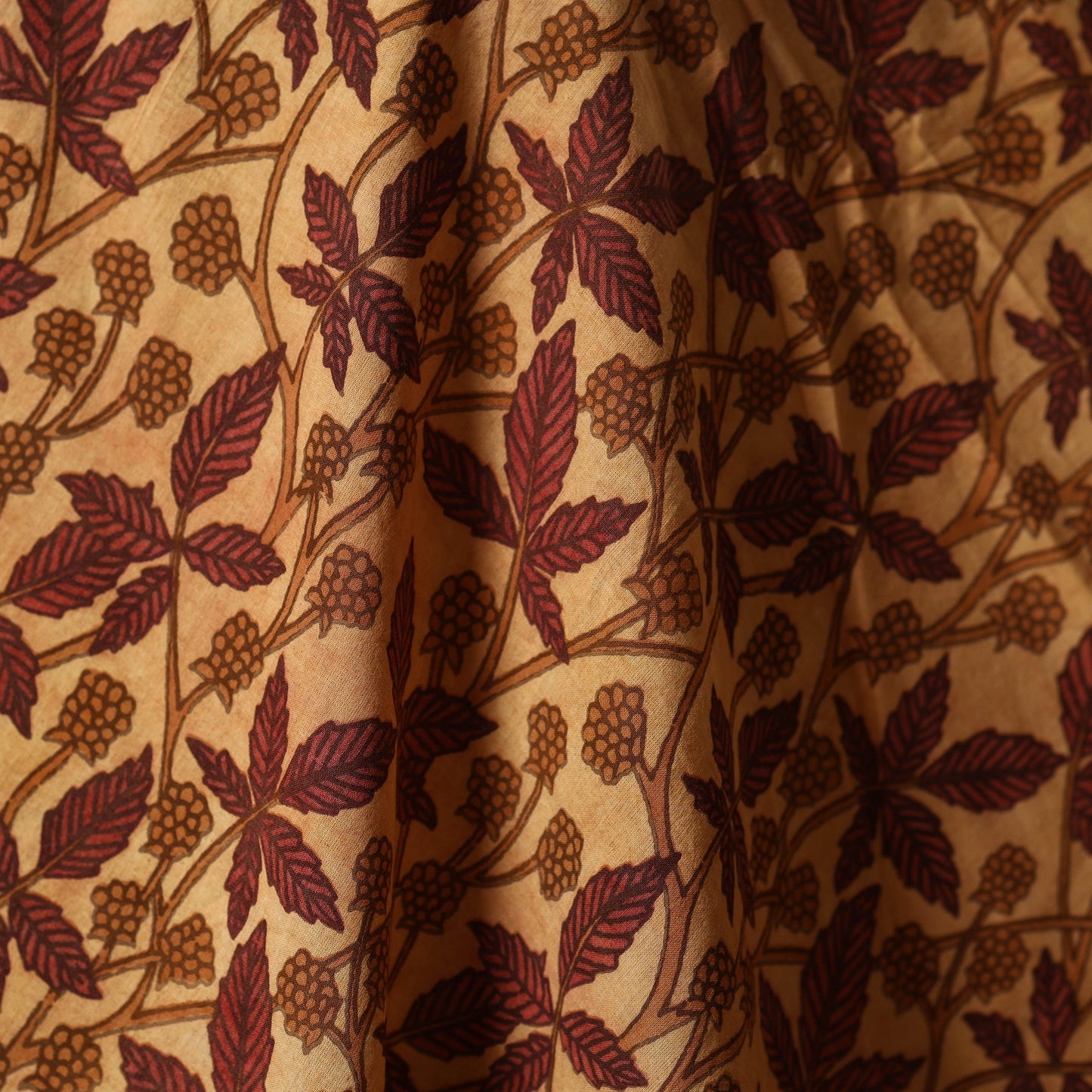 Natural dyed cotton vanaspati bagru fabric 11 - handcrafted