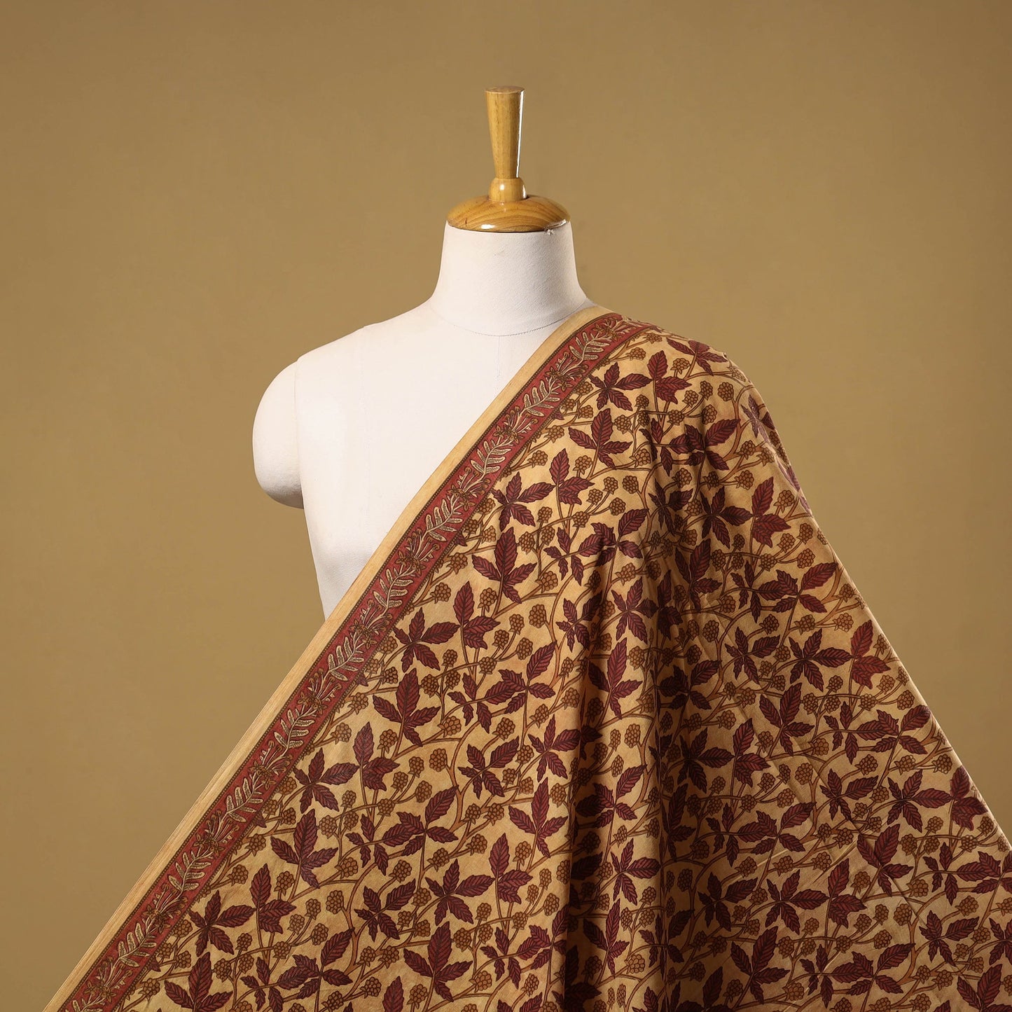 Natural dyed cotton vanaspati bagru fabric 11 - handcrafted