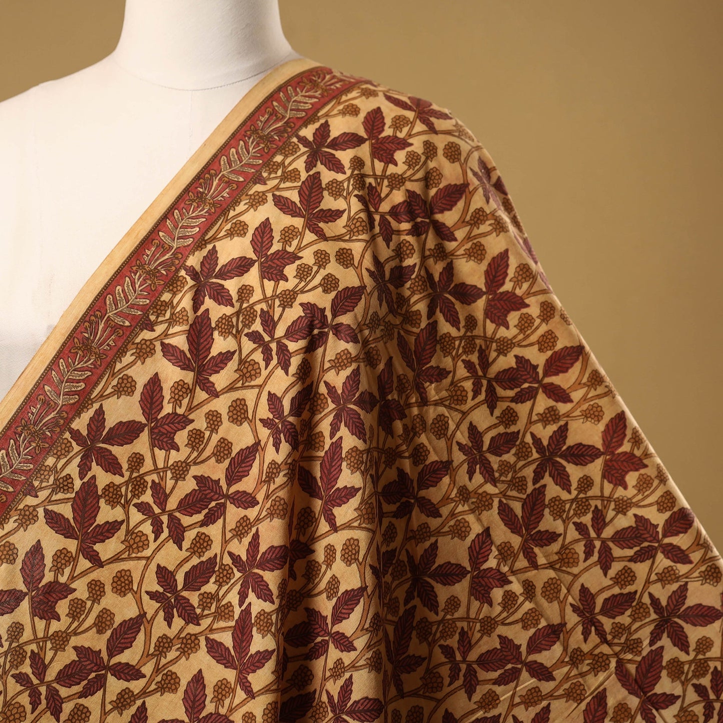 Natural dyed cotton vanaspati bagru fabric 11 - handcrafted