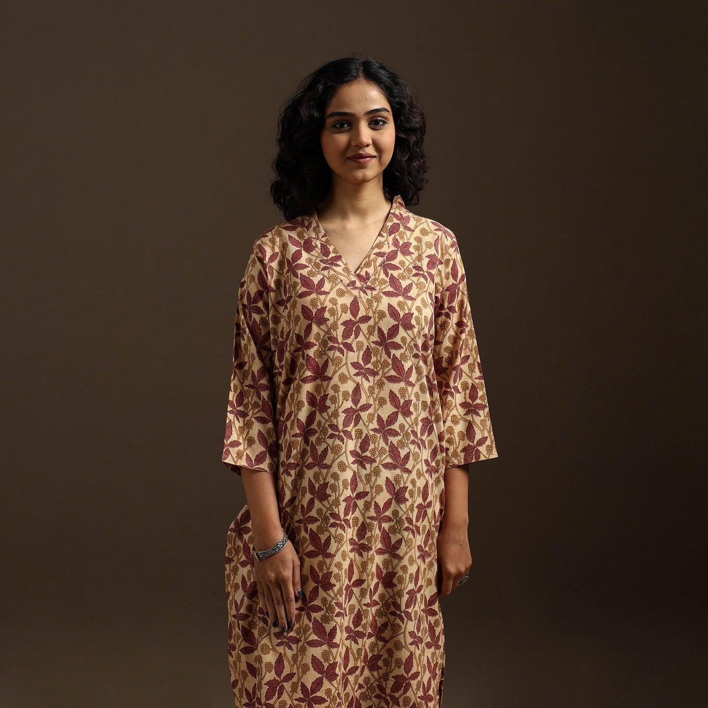 Beige - natural dyed cotton vanaspati bagru co-ord set 04