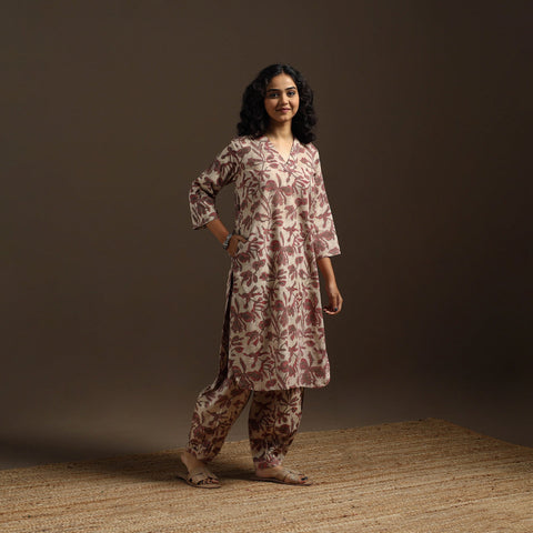 Beige - natural dyed cotton vanaspati bagru co-ord set 05