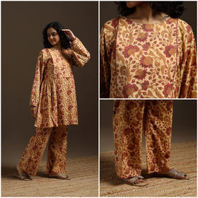 Beige - natural dyed cotton vanaspati bagru co-ord set 07