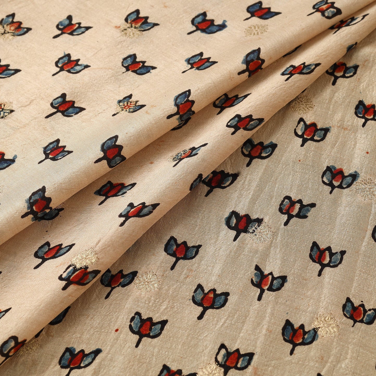 Natural dyed dola silk jacquard buti fabric 08 - handcrafted