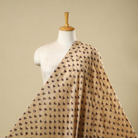 Natural dyed dola silk jacquard buti fabric 08 - handcrafted