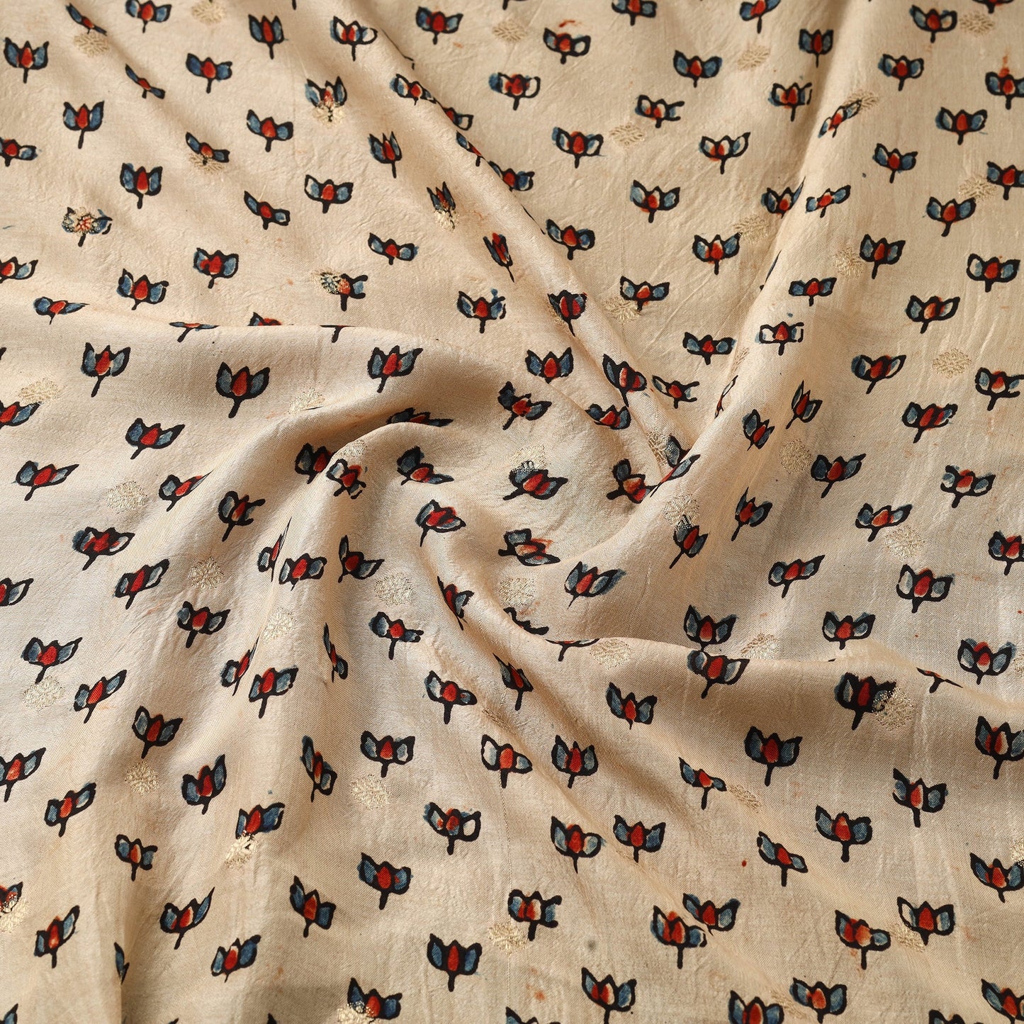 Natural dyed dola silk jacquard buti fabric 08 - handcrafted