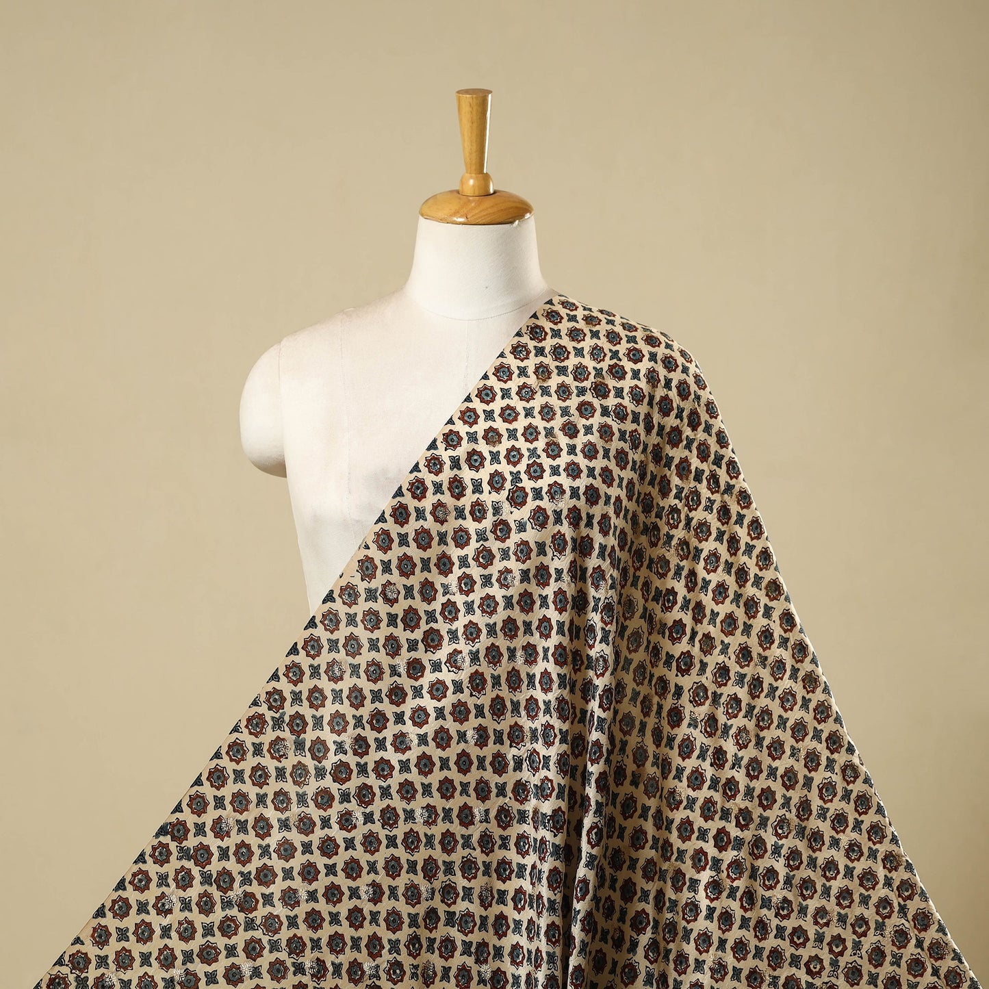 Natural dyed dola silk jacquard buti fabric 11 - handcrafted