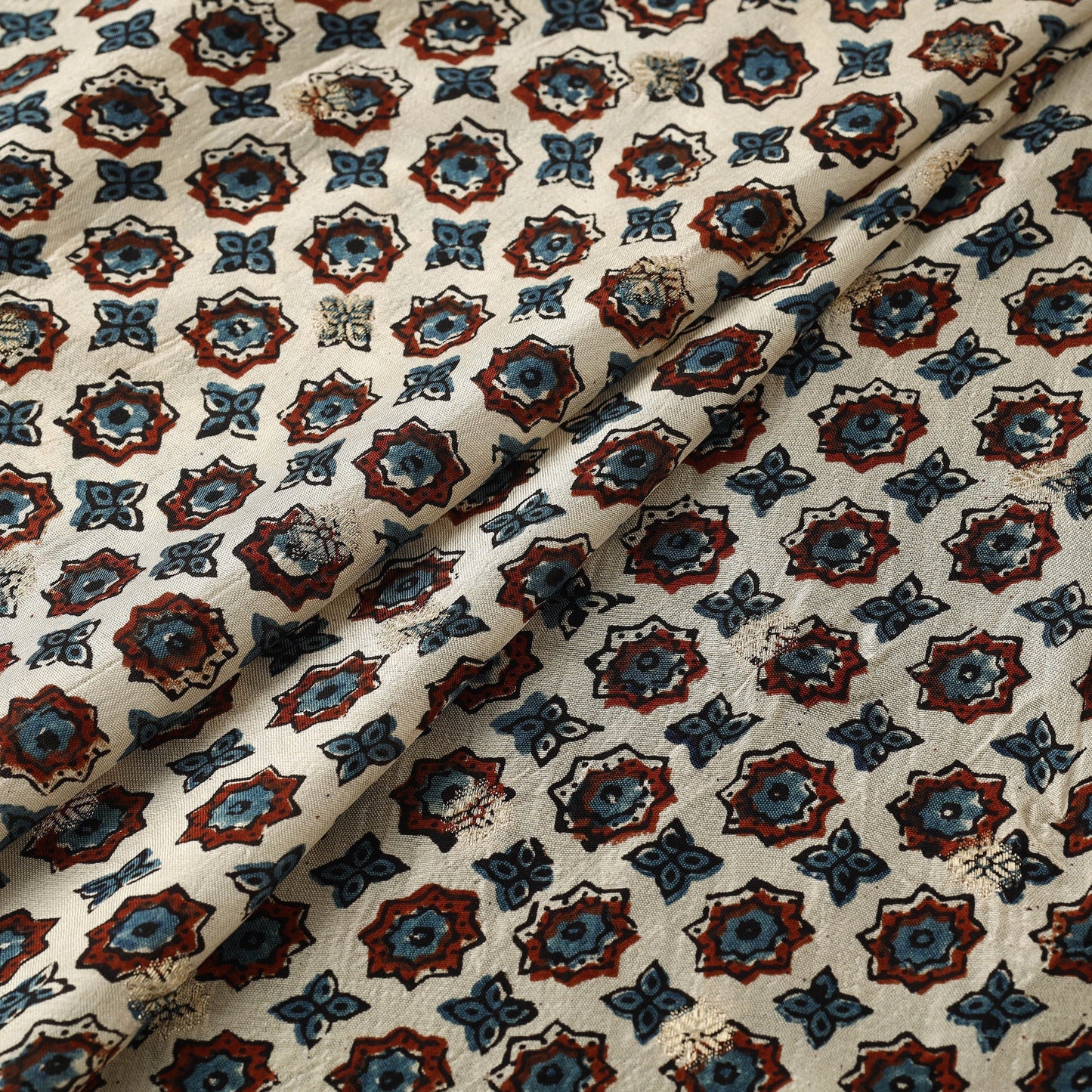 Natural dyed dola silk jacquard buti fabric 11 - handcrafted